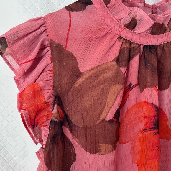 Express Pink and Brown Floral blouse - Picture 3 of 9